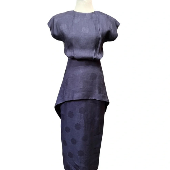 DORA Vintage Linen Open-Back Peplum Dress - Picture 5 of 9